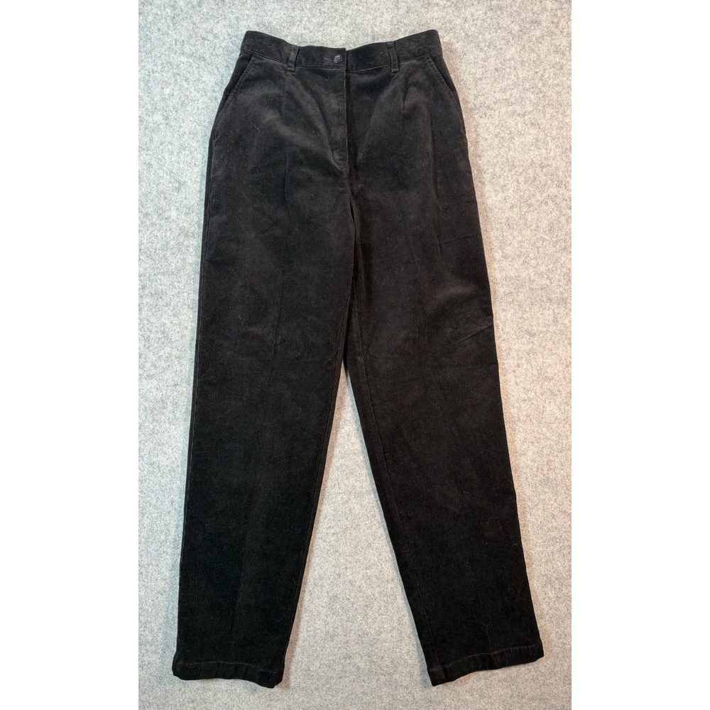 LL Bean Original Fit Corduroy Pants Black Stretch Straight Leg 10 MT